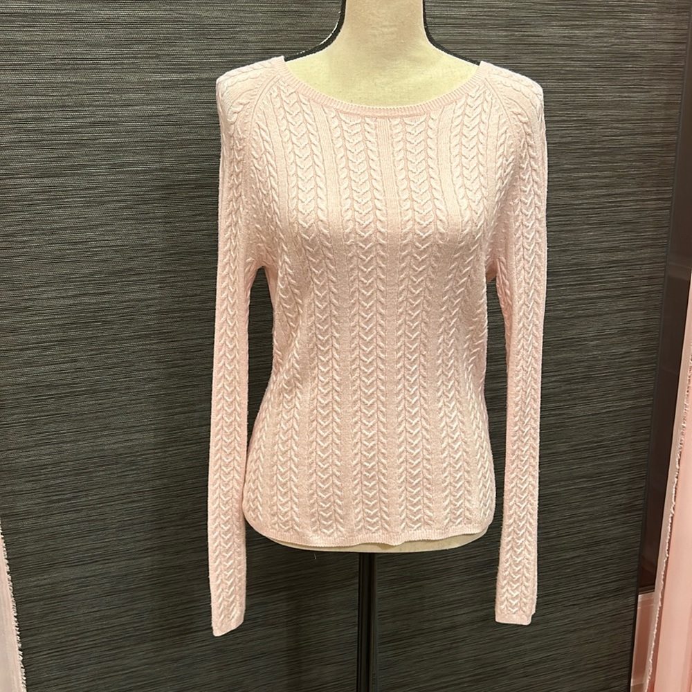Casual Corner - women’s cable sweater, pink, size S